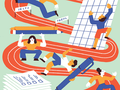 English Tests editorial illustration students tests
