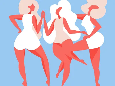 Queens adobe illustrator art body positive curves dance feeling good flat girls graphic design happiness happy time illustration inspiration joy ladies minimalism positive vibes positivity queens woman illustration