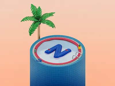 Wannado: deeppool 3d 3d art agencylife art cinema4d deepblue deepblue wannado design designs gradient illustration maxon okpool photoshop pineapple pool pool party rendering summer water