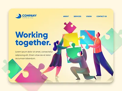 Team Work Hero Image character design collaboration hero image illustration teamwork website