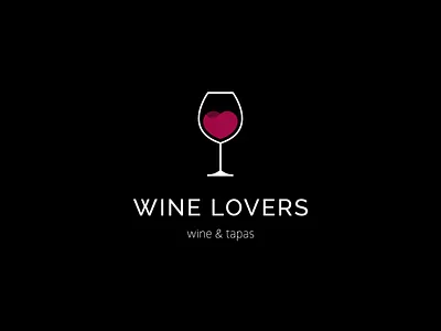 Wine Lovers bar gastrobar glass heart logo love vector wine