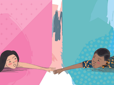 Pink/blue dilemma children book illustration childrens book childrens illustration collage digital illustration illustration