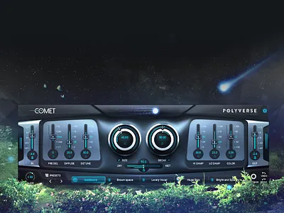 Polyverse 'Comet' Reverb Plugin Audio Ui Design audio design graphical user interface design gui gui design hi tech plugin scott kane ui user interface ux vst