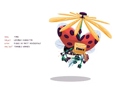 Ladybug character cartoon character dog doghouse house illustration puppy