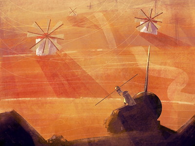 Don Quixote 🐎☀️ art book character design classical digital art digital painting don quixote illustration landscape painting retro
