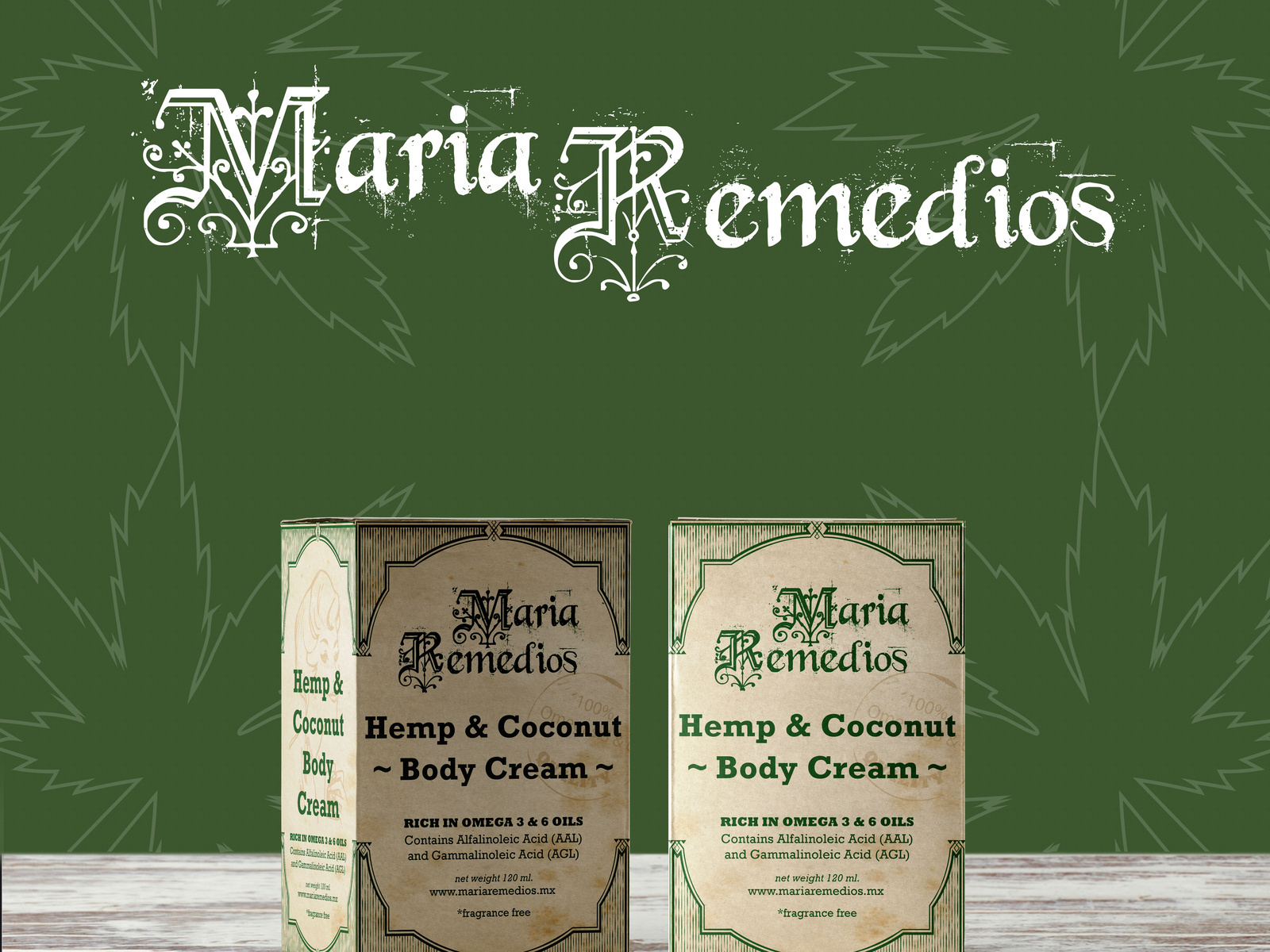 Example of Maria Remedios Cardboard Box Packaging Brand Mockup