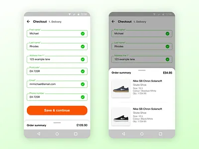 Daily UI challenge - Overlay android app bottom sheet checkout checkout form dailyui design digital digitaldesign droid mobile nike popover sketchapp ui uidesign visual design