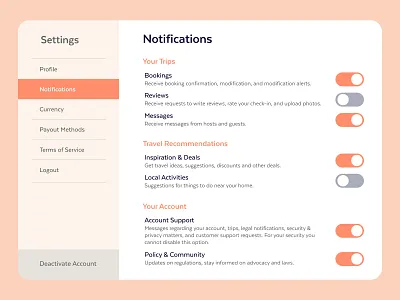 Travel App Settings dailyui dailyui007 information design layoutdesign settings page settings ui uidaily uidesign