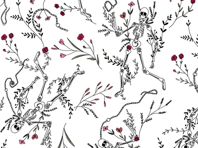 Camouflage black and white flowers nature pattern seamless pattern skulls