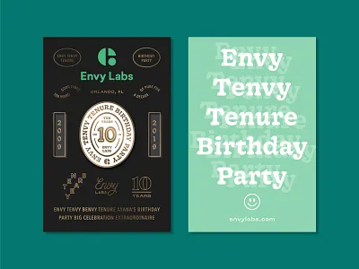 Envy Tenvy Tenure Birthday Party Pin Backs 10 years anniversary envy labs florida gold foil orlando party pin pin back soft enamel pin