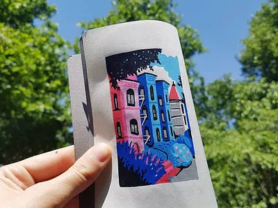 Dupont Circle, Washington DC drawing house illustration neighbourhood posca travel diary washington washington dc