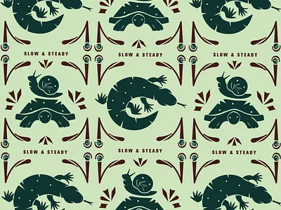 S l o w & S t e a d y animals creatures gila monster illustration nature pattern print repeat slow slow and steady snail symmetry tortoise turtle