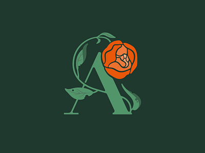Lettering A alphabet design floral flower illustration kps3100 letter lettering plant roses typography