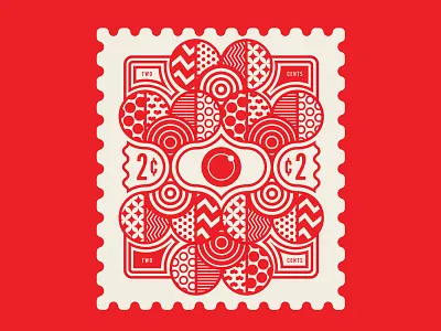 Our 2¢. Stamp 7 badge design branding design geometric identity illustration patterns red stamp design stamps