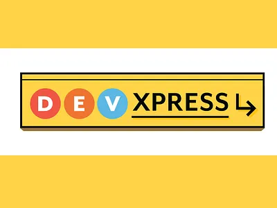 Rejected Devxpress logo branding flat design logo signage train sign trains yellow