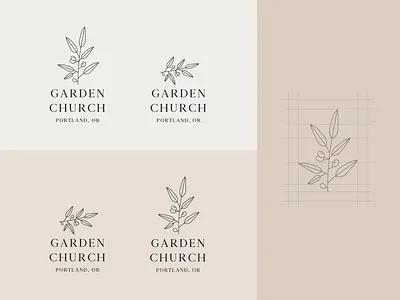 Garden Church Final Logo brand brand identity branding church logo logo design logos minimal modern monoline nature olive branch organic plant typography vector