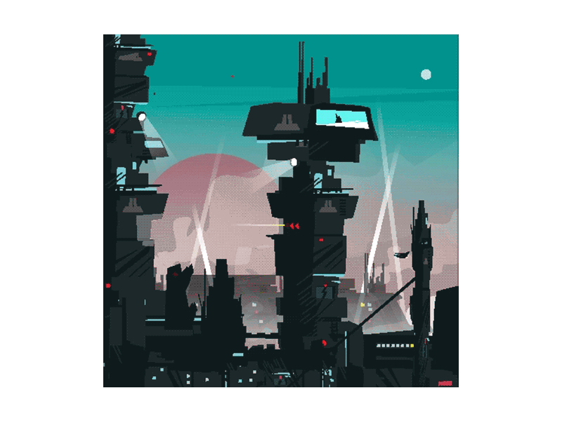 Industrial City animation frames futurism gif gif animation landing science fiction steampunk tower