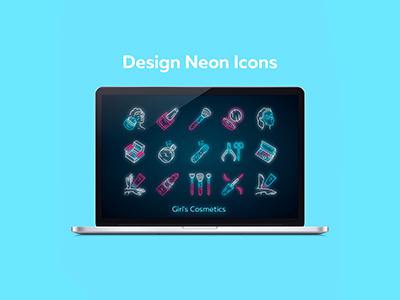 Girls cosmetics neon icons design concept app design beauty branding button concept cosmetic cosmetics cosmetology design girl icons lipstick logo makeup neon skincare tool ui vector woman