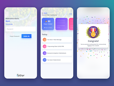 Care Management App alert app apps confetti dashboard home login medical ui