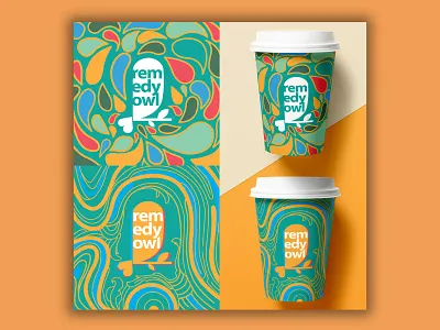 Remedy Owl Cup Patterns branding cup design exploratory filigree flat graphic art idendity illustrator logo mental health pattern pattern design photoshop procreateapp typography vector