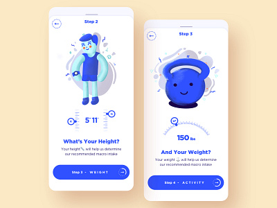Macros Calculator app blue calculator colorful illustraion mobile sliders ui ux