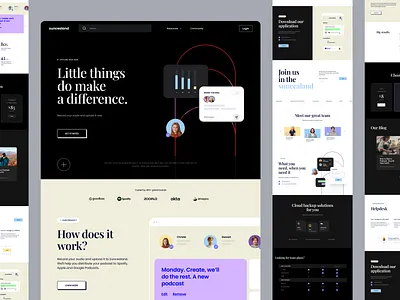 Suncealand — Homepage dark mode dark table homepage library music widget platform podcast podcast tools sounds widget table tools trends 2023 ui ui trends ui trends 2023 ux web webdesign widget widgets