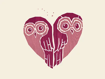 Owlove custom type design handlettering heart illustration owl poster