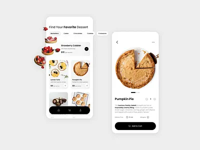 Online Bakery Shop app black branding design dessert illustration logo minimal mobile mobile app mobile design online shop sweet ui user interface ux
