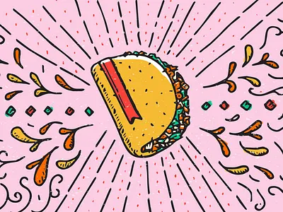 Taco Bible bible hand drawn illustration mexican rays tacos