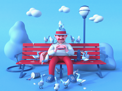 Lunch Break 3d character design cinema4d illustration prorender