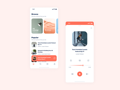 Podcast App Exploration app clean mobile music player podcast ui uiux ux