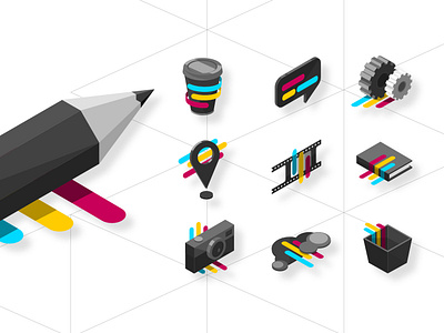 Isometric icon colorful design grey icon illustration vector