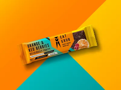 Eat Grub Packaging - Cricket Energy Bars (Orange) bag branding graphic design pack package package design package mockup packagedesign packaging packaging design packaging mockup packagingdesign packagingpro snack bar snackbar