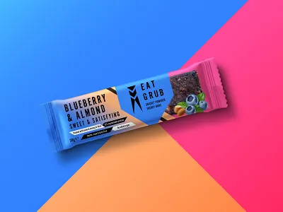 Eat Grub Packaging - Cricket Energy Bars (Blueberry) bag branding graphic design pack package package design package mockup packagedesign packaging packaging design packaging mockup packagingdesign packagingpro snack snack bar snackbar