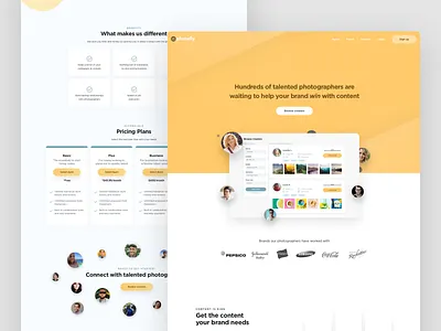 Photofly Landing Page (Yellow) app design design homepage homepage design landing design landing page landing page design landing page ui ui ui design uidesign ux design ux ui design web design website