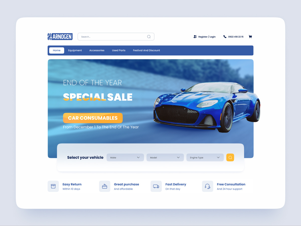 Karnogen Car accessories website by Uaena on Dribbble