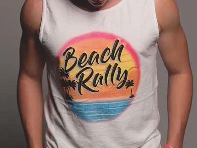 BR AIRBRUSH TANK airbrush apparel design beach church design florida gulf of mexico illustration jesus ocean palm tree tank top