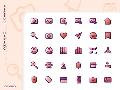 Photos Sharing App Icons design icon icon set icon design iconfinder icons ui ux vector