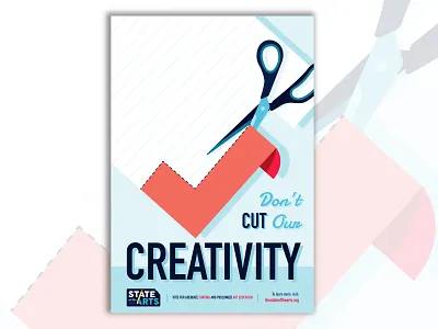 Don't Cut Our Creativity art education art funding branding check mark color gradient hot topic illustration illustrator line paper politics poster scissors texture vector vote