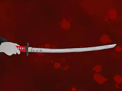 Samurai sword art dark design illustration procreate procreateapp red samurai sword