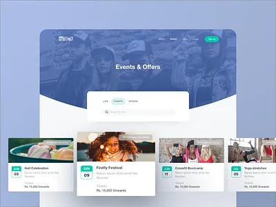 Events & offers page app booking community dailyui design events interaction offers product schedule ui ux web website