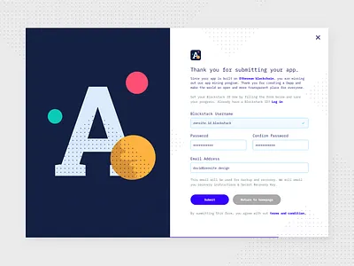 Blockstack App Developer Onboarding Page app bitcoin blockchain blockstack blue branding crypro decentralization illustration minimal simple ui uiux ux vector web website zensite