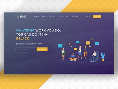 Slack Landing Exploration artwork clean clean ui design graphic design illustrations landing page simple typography ui ux vector