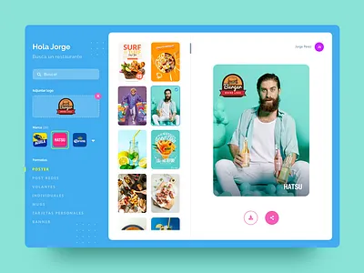 App for poster design concept dashboard gallery grid home landing logo poster slider slidershow web