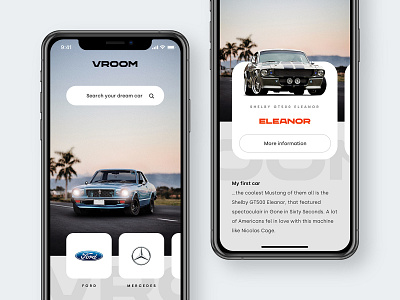 VROOM app background car dennis dream car eleanor eploration font ford ios mercedes practice rotterdam sketch ui ux vroom
