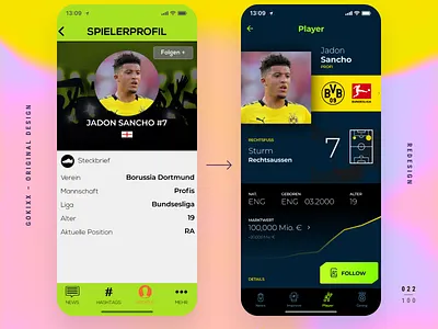 #randomredesign 022 android app app design bundesliga cross platform figma flutter ios iphone material design mobile multi platform redesign soccer ui
