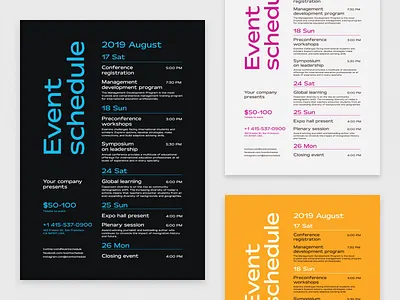 Schedule Poster Template Vol.4 event events flyer invitation list month plan poster program promo schedule template time timetable