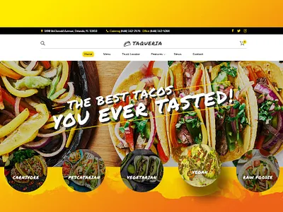 Tacos Food Truck Taqueria eat eating food orange restaurant tacos theme vegan vegetarian yellow