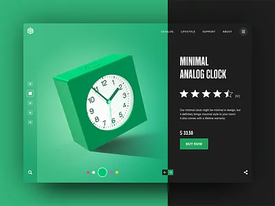 Minimal Analog Clock 3d 3d clock 3d painting 3d render analog clock bright bright ui clock e commerce ecommerce green green 3d green black green clock minimal clock photoshop product catalog product illustration ux ui