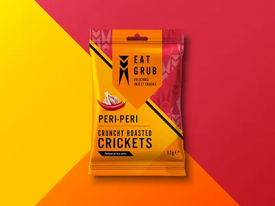 Eat Grub Packaging - Roasted Cricket (Peri-peri) bag branding graphic design pack package package design package mockup packagedesign packaging packaging design packaging mockup packagingdesign packagingpro snack